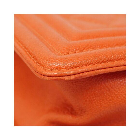 Pre Loved Chanel Boy Small Quilted Bag Women Orange Shoulder Bags - Picture 7 of 8